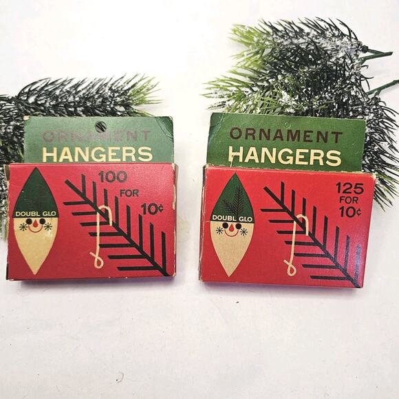 2 Vintage 1959 Doubl Glo Christmas Tree Ornament Hangers Hooks Original Boxes - Picture 12 of 12
